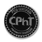 certification requirements: A high school diploma or equivalent Disclosure of all criminal and state board of pharmacy actions A passing score on the PTCE Recertification Every two years 20 hours of