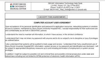 ACCOUNTS ACCEPTANCE PROCESS CONTINUED Step 3: To electronically accept and sign the Stony Brook Medicine