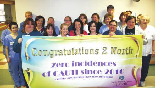 2 North: The 2 North nursing floor became involved in CUSP to reduce the incidences of catheter associated urinary tract infections and as a result of their efforts, they had ZERO of these infections