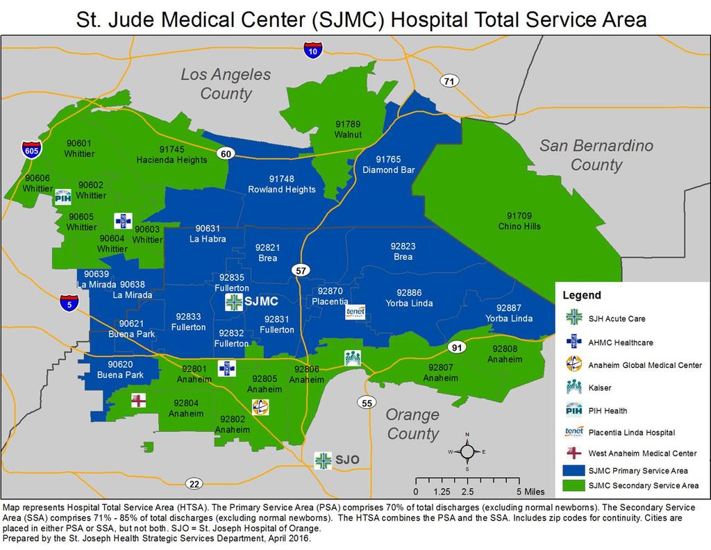Figure 1 (below) depicts the Hospital s PSA and SSA. It also shows the location of the Hospital as well as the other hospitals in the area that are a part of St.