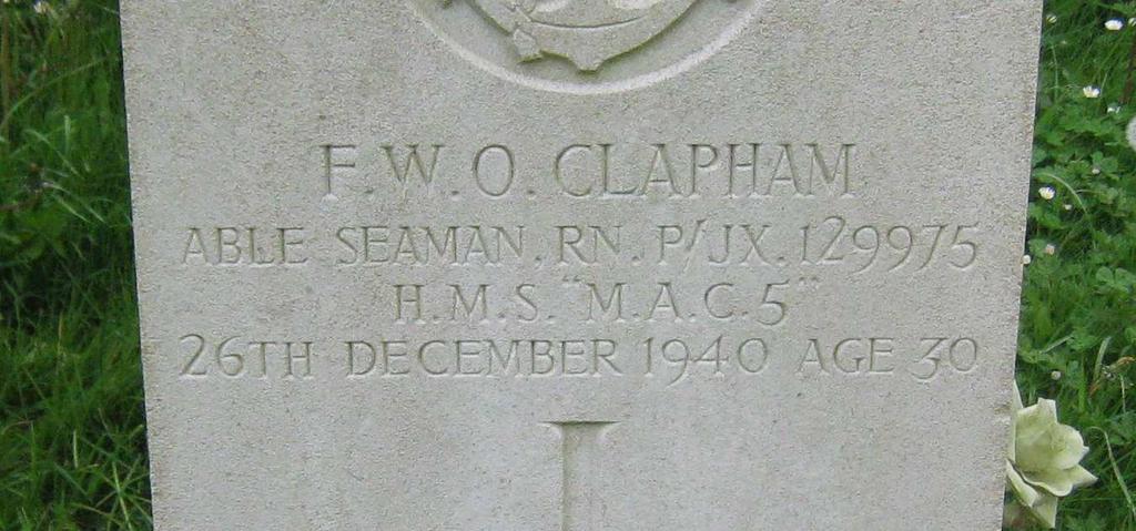 Born Cheltenham, Gloucestershire. Son of William Charles and Ada Blanche Clapham (née Hoddy) of St. Paul s, Cheltenham, Gloucestershire. Buried New Romney Cemetery, Romney Marsh, Kent.