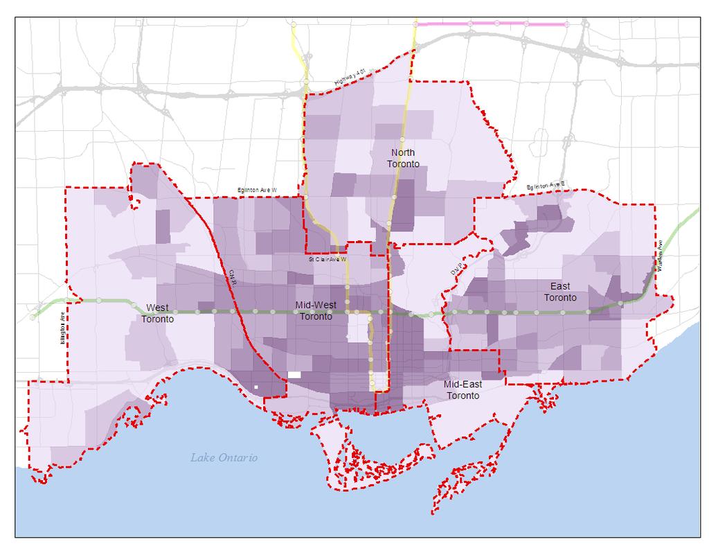 Toronto Central LHIN (2016) Population: 199,051 HSPs: 20 FP/GP: 303 Population: 232,570 HSPs: 29 FP/GP: 237