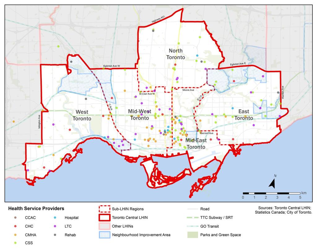 Health Service Providers in Toronto Central LHIN (2016) HSPs with offices in a particular region may provide services for people in other regions of TC LHIN.
