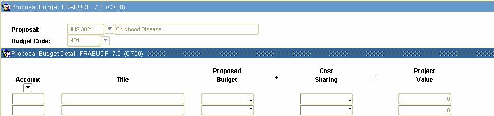 Setting Up and Maintaining a Proposal (Continued), continued The Project Value field displays the sum of the proposed budget and the cost share.