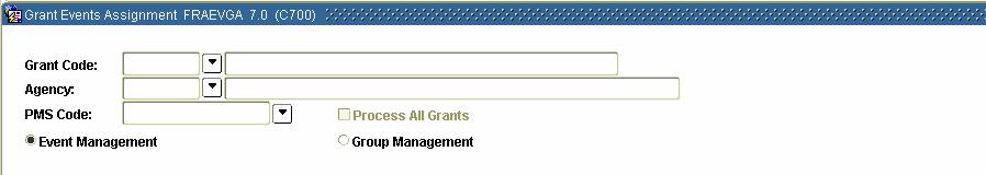 Tracking Events to a Grant (Continued) SCT Banner Form The Grant Events Assignment Form (FRAEVGA). Follow these steps to complete the process. 1 Access the Grant Events Assignment Form (FRAEVGA).