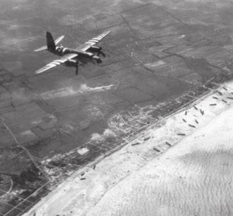 USAF Photo A B-26 flies over an invasion beach in the early morning hours of D-Day. Spaatz s campaign to fuel-starve the Luftwaffe had a profound effect on the land battle, said Gen.