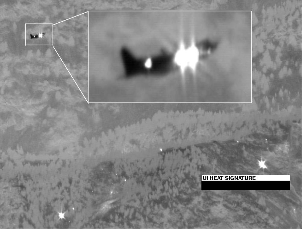 IR Image: Search of Tora Bora Cave Complex, AF 10 Dec 01 / 0200L Taliban Lookouts on Ridgeline Camp Fires and Cave