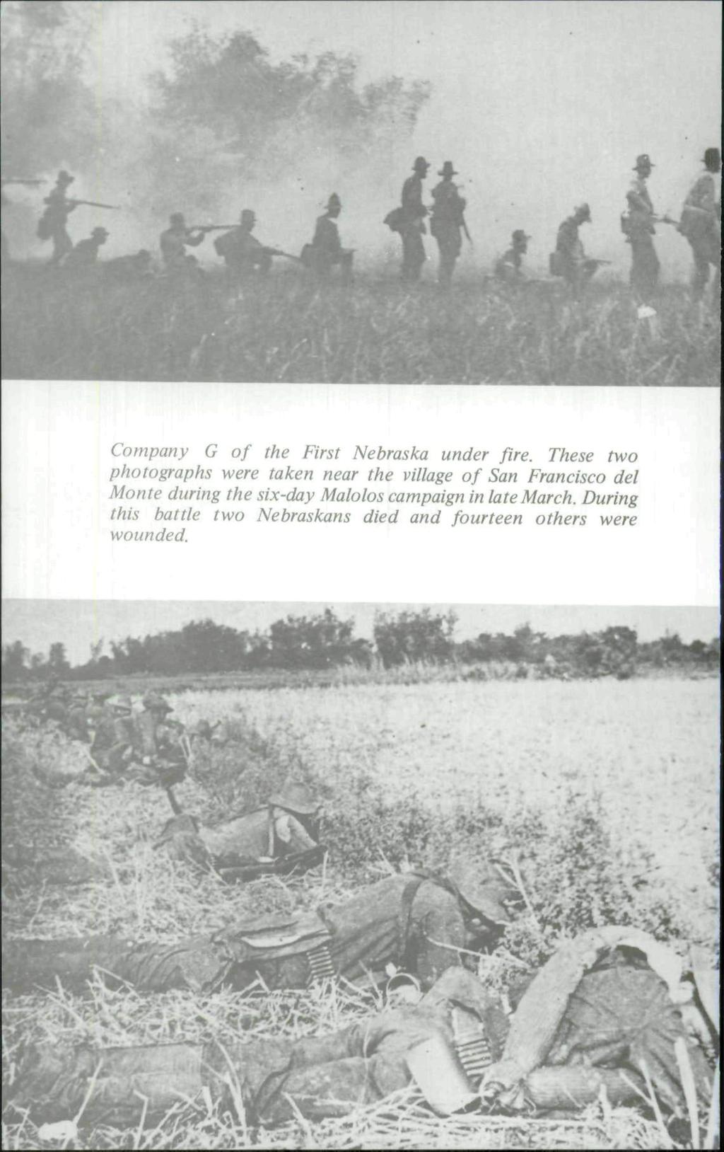 Company G of the First Nebraska under fire.