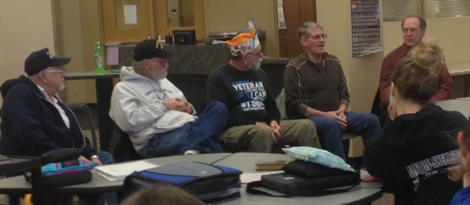 20 Iowa VFW Voice March 2017 VETERANS IN THE CLASS ROOM FLAG PRESENTATION On February 5, 2018, five local Vietnam Veterans attended the Vinton-Shellsburg High School American Humanities Class to