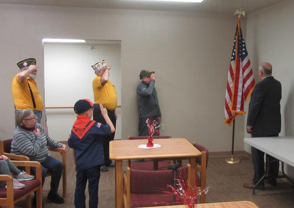 Knapper VFW Post 6174 of Eldridge was approached by a board member of Luther Properties in the Quad Cities about the possibility of presenting a couple indoor flags for two of their properties.