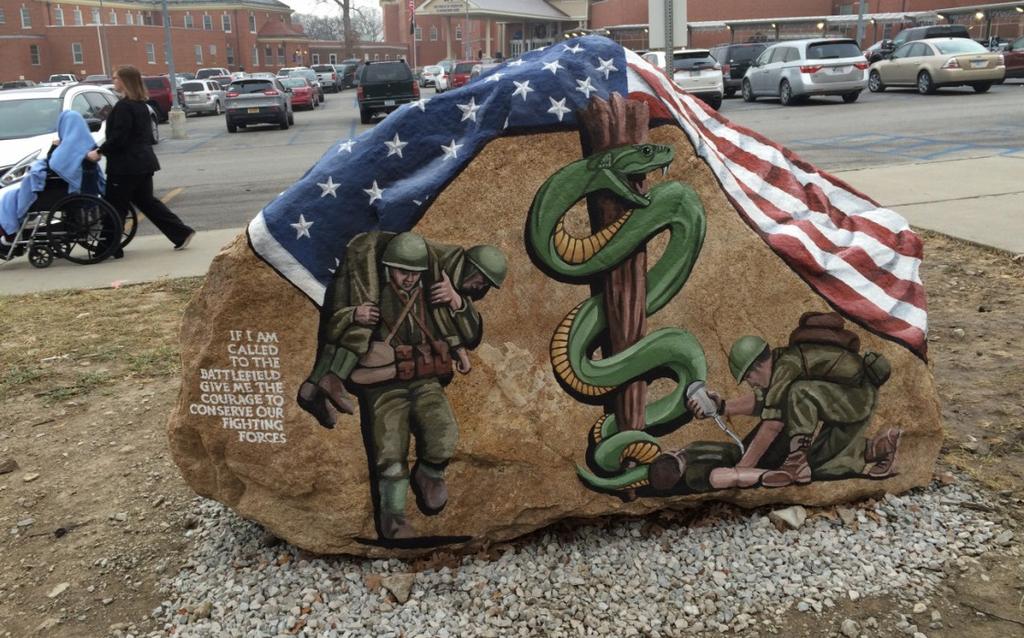 Rock at the Central Iowa Health Care System on the Des Moines campus celebrates Veterans Caregivers on and off the battle field.