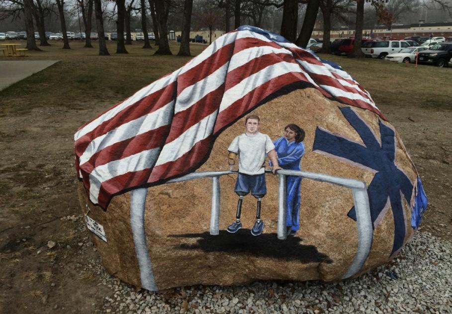 The artist, Ray (Bubba) Sorensen, who started his career on a giant rock on Memorial Day in 1999, makes every item on his Freedom Rocks look lifelike.