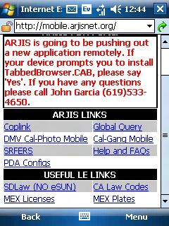 ARJIS Mobile Applications ARJIS Applications Global Query Coplink SRFERS DMV Cal-Photo Cal-Gang Mobile