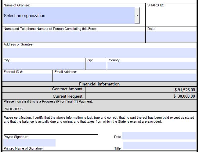 HTFC Disbursement Request Please fill out appropriate form (NPP or RPP) Fill out entire top section.