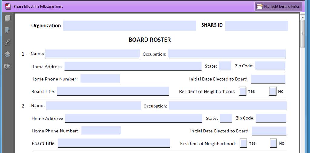 Board Roster Minimum of five (5) board members is required for any preservation company participating in the program.