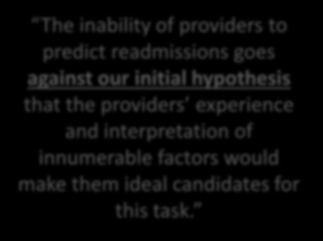 hypothesis that the providers experience and