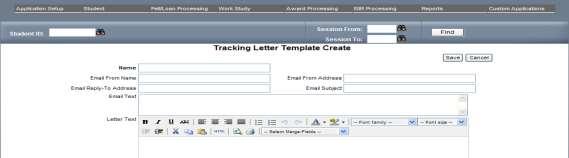 Tracking Letters: To create new or update letter templates.