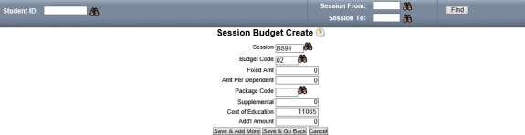 Creating session budgets Complete the following steps to create session budgets using the Session Budget Create page.