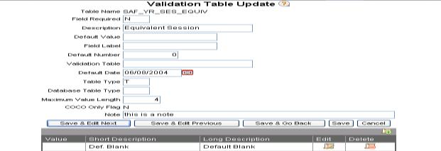 Setting up Equivalent Sessions All new Equivalent Sessions must first be setup on the Validation Table before you can add them to the year/session record.