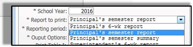 Click ADD to create a template or edit a template you already have. Title the template as shown with the correct year and Semester. Use the drop down menu to select Principal s Semester Report.