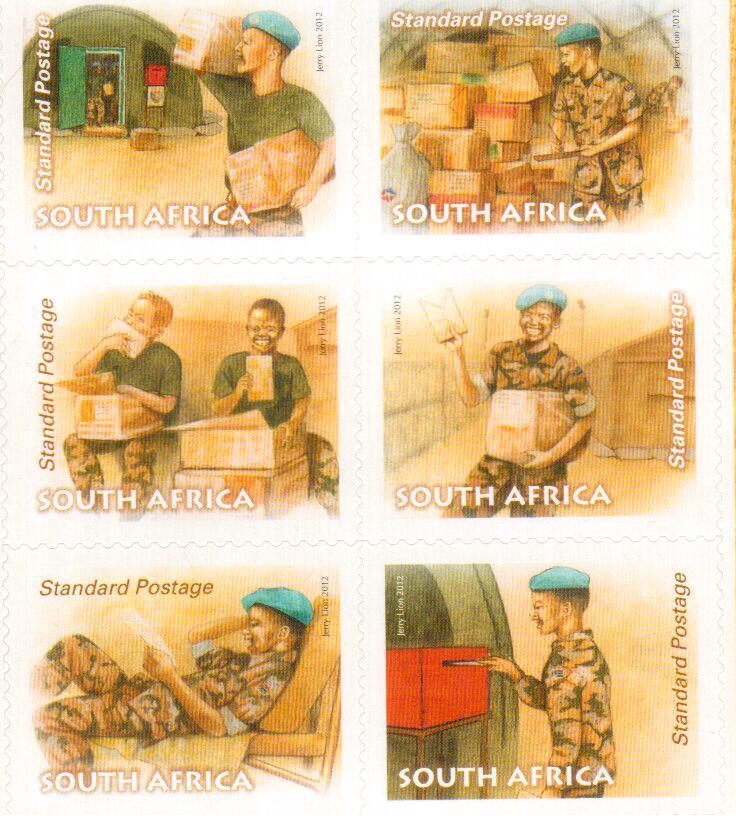 Stamps depicting a variety of activities relating to 11 FPU Parcels accepted at FPO 3 at Waterkloof Air Force Base Parcels being scanned