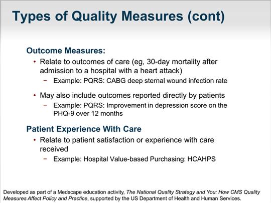 Slide 18. That brings me to, of course, outcome measures. This is an area of measurement that is rapidly evolving.