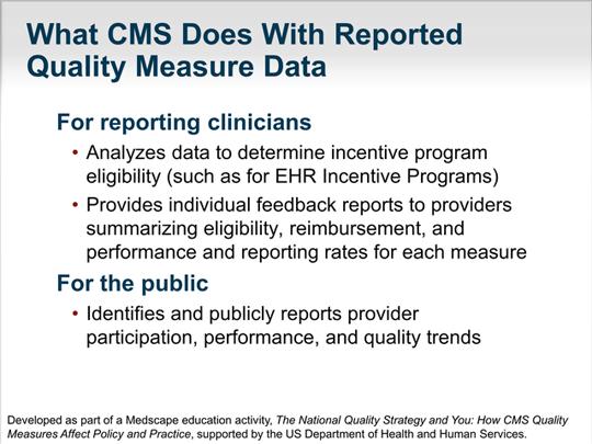 Slide 25. What do we do with the quality measure data we receive? We do receive much data, and there is much that we do with them.