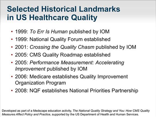 Slide 3. Dr Ling: Thank you, Kate. The history of quality measurement as it pertains to the National Quality Strategy is really evolving in real time before us.