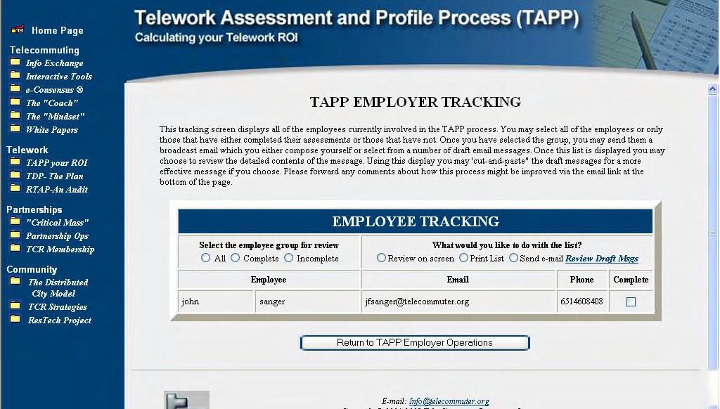 TAPP- Employer Tracking TDP RTAP