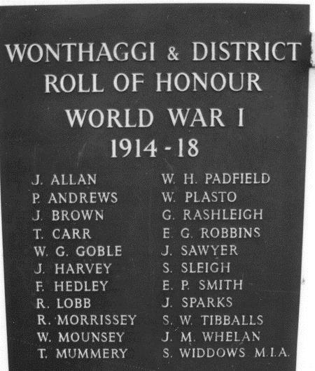 Widdows is remembered on the Wonthaggi War Memorial located in