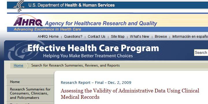 Validity of administrative data http://effectivehealthcare.ahrq.