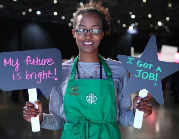 Starbucks Opportunity Youth Initiative OUR COMMITMENT In 2015, Starbucks committed to hiring 10,000 Opportunity Youth by 2018. We exceeded our original goal years ahead of schedule.