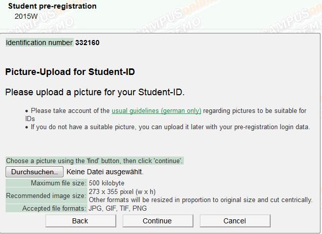 2.5 Uploading the Photo for your Student ID Figure 5: Photo