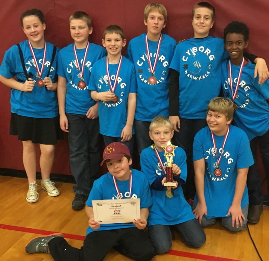 3 FIRST LEGO LEAGUE 2015 THEME TRASH TREK Cyborg Narwhals Take Home Project Award at FLL Competition in Denver The Cyborg Narwhals 4-H Club participated in the FIRST Lego League Competition on