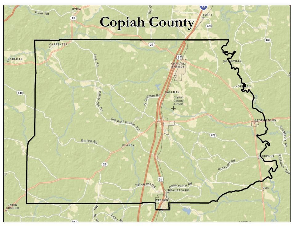 Strategic Projects and Action Plan by County Copiah County Copiah County Value Rank in the Region Land Area* 777.24 3 Persons Per Square Mile* 37.9 6 Population* 29,449 5 Growth % Since 2000* 0.