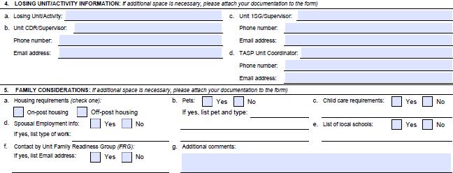 Figure 3-1 (continued). DA Form 434 (Section 4 & ) ii. Contact the JBLM Sponsorship White Cell.
