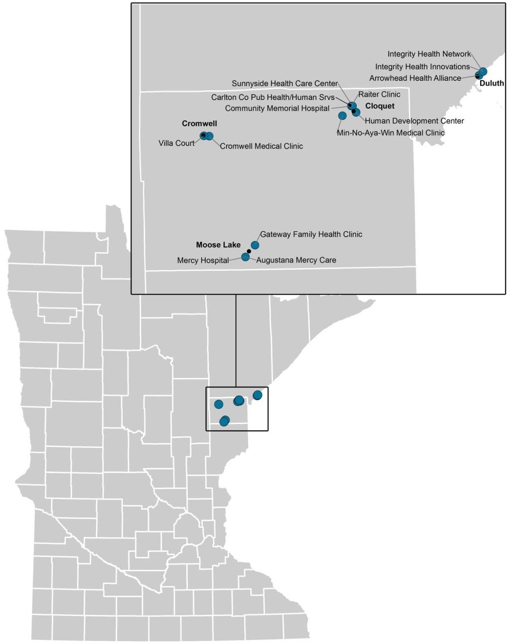 Development Grants 1. Carlton County Connects Note: Plotted organizations may overlap because they are in close proximity.