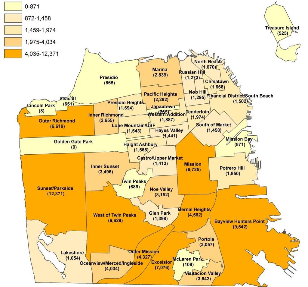 Youth by Neighborhood, 2010-2014 Total youth (0-17) citywide: 114,235 So