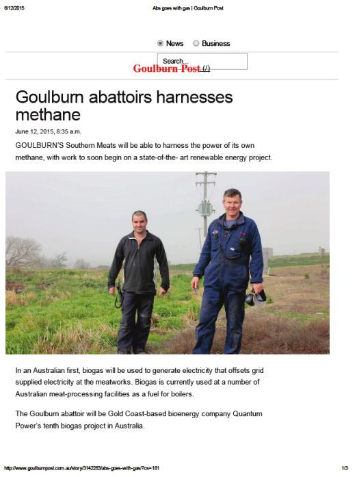 Appendix A Promotion of the project in the Goulburn Post