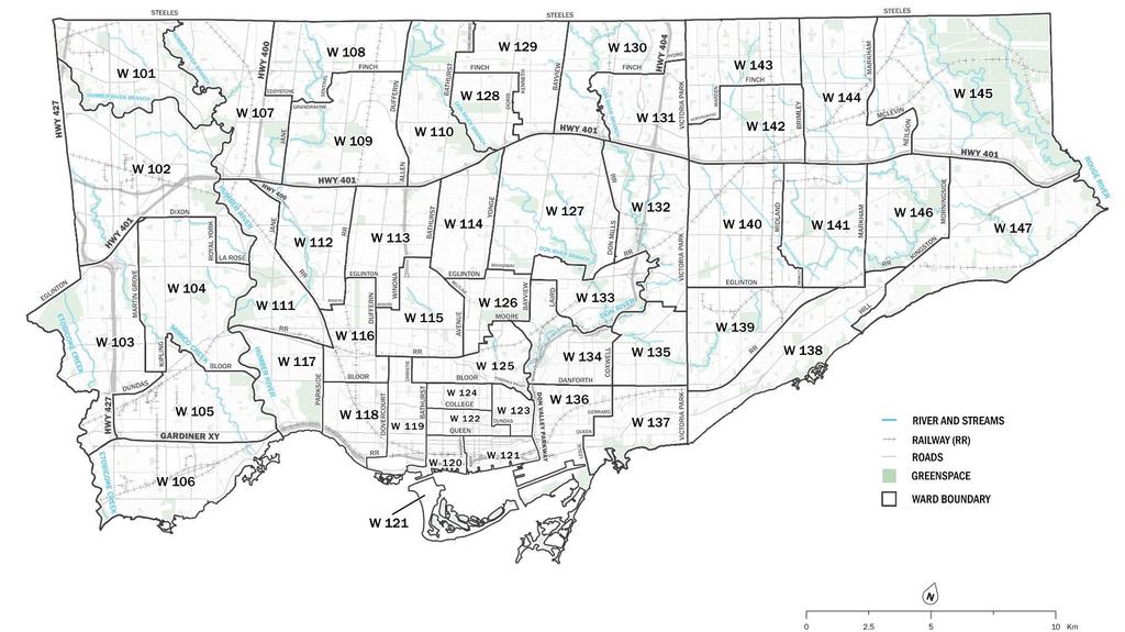 OPTION 1: MINIMAL CHANGE Minimal change refers to both existing ward boundaries and average ward population. The current (2014) average ward population is 61,000 and, of course, there are 44 wards.