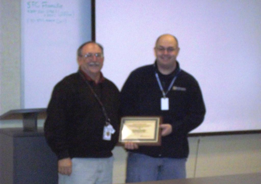 BASIC CERTIFICATION RECEIVED At the Lycoming County EMA Quarterly Training on December 13, 2012, Plunketts Creek Township EMC, Tom Schafer was presented his PEMA Basic Certification.