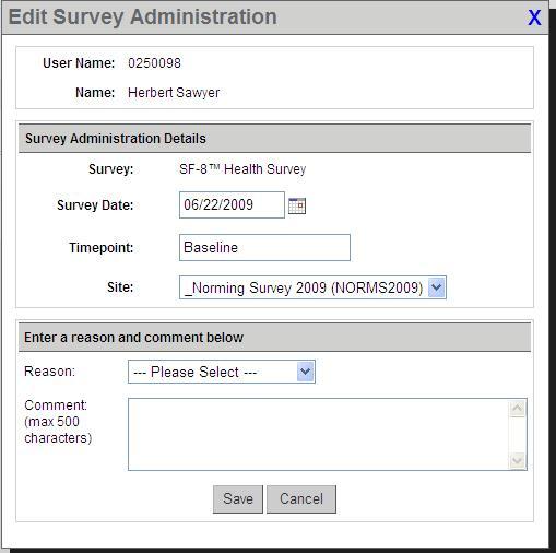 Smart Measurement System Page 21 To Edit a Survey 1. From the Survey Results pane, identify the survey using the Survey, Survey Date and Timepoint columns. 2. Click on the Edit Survey Link. 3.