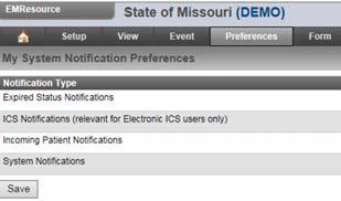 *eics incidents must have selected option to Share with Region/State to enable notifications in EMResource You