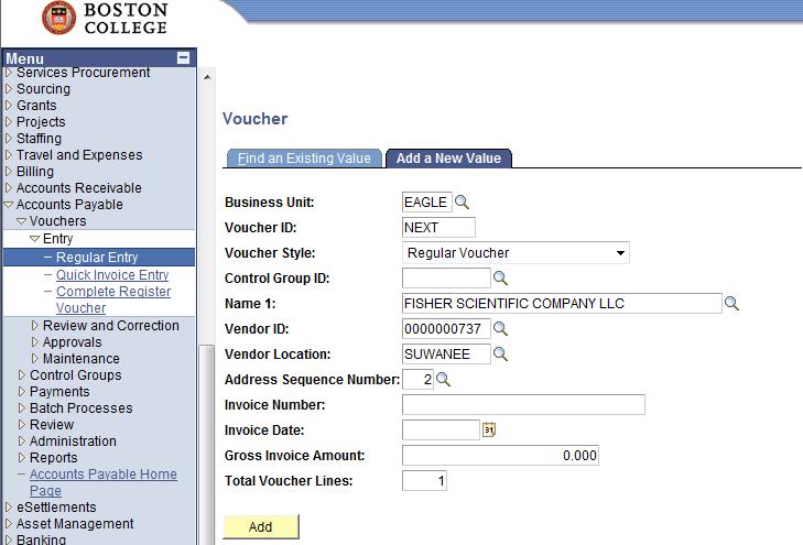 Action: Enter in the Invoice Number, Invoice Date and Gross Invoice