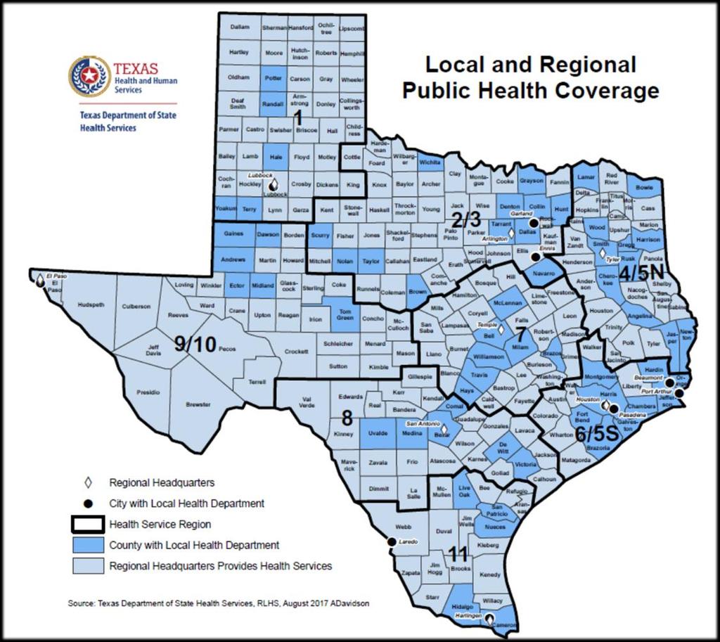 Public Health Regions Map Public Health Regions (PHR) and Headquarters: PHR 1: Lubbock PHR 2/3: Arlington PHR
