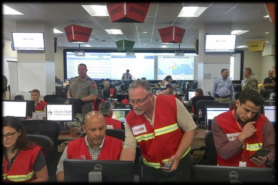 Hurricane Harvey $41,218,000 Estimated expenditures 689 DSHS staff involved in response 149 DSHS personnel staffed SMOC 990 medical response missions 3,200 medical