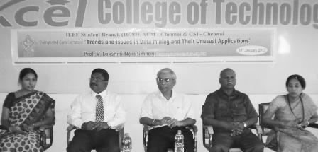 Excel College of Technology DSP on Trends and Issues in Data Mining and their Unusual Applications The IEEE SB, IEEE CS Madras, ACM Chennai & CSI Chennai jointly organized a DSP Lecture on Trends and