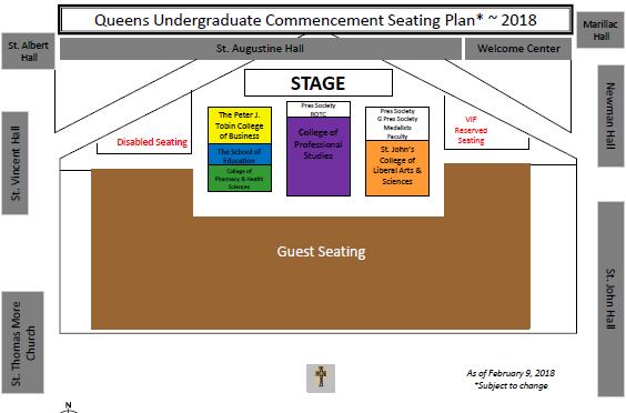 Commencement Day continued Assembly and Line-Up Location for Graduates There is no rehearsal for the Commencement Exercises. Each school/college will line up in a different location.