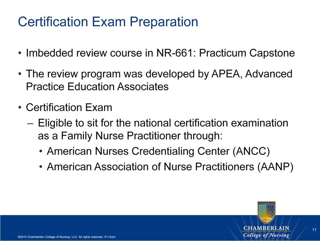To help prepare you to be successful on the national certifying examination, we have imbedded a complete family nurse practitioner review course in your capstone course, NR-661.