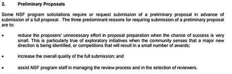 TYPES OF PROPOSAL SUBMISSIONS PRELIMINARY